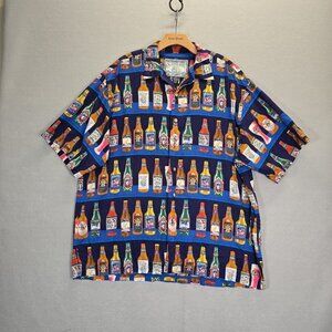 Pusser's West Indies Mens Island Wear Sz XL Bottle Tropical Button Down Shirt